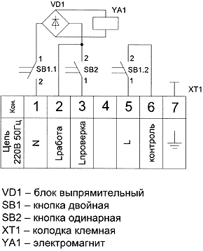схема электрических соединений электромагнита