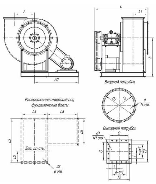 Положение корпуса вентилятора ВЦ 14-46