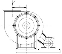 Технические характеристики
вентилятора радиального ВР 80-75. Конструктивная схема